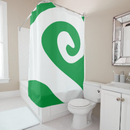 Cortina De Ducha Kelly Green and White Swirl Wave