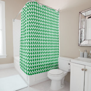 Cortina De Ducha Kelly Green y White Modern Sharp Waves