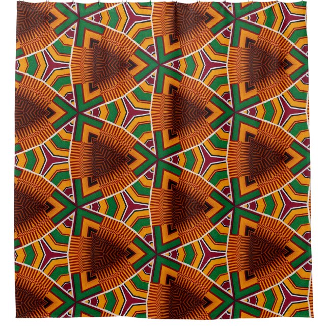 Cortina De Ducha Kente Geometría Keanza Afrocéntrica (Anverso)