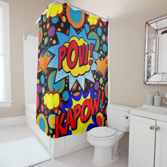 Cortina De Ducha Kids Shower Curtain Pow Kapow (In situ)