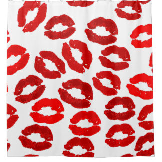 Cortina De Ducha kisses lips lipstick print valentines day pattern
