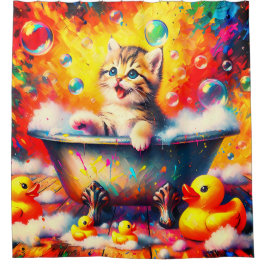 Cortina De Ducha Kitten Bubble Bath