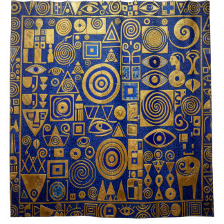 Cortina de ducha Klimt Blue+Gold Renacimiento Egip