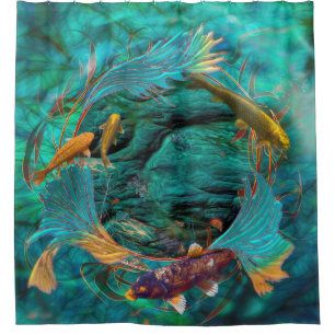Cortina De Ducha Koi Fish SWIMMING EN PAZ