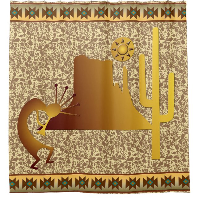Cortina De Ducha Kokopelli Mesa Cactus & Sun (Anverso)