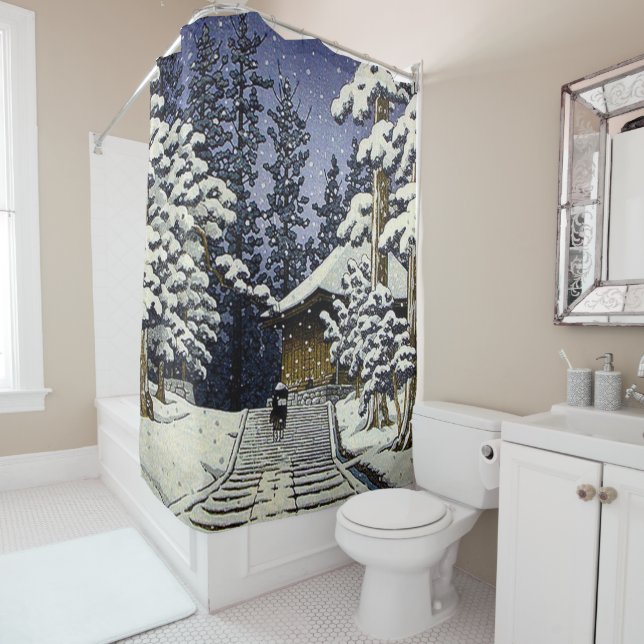 Cortina De Ducha Konjikido en la nieve Hiraizumi Kawase Hasui (In situ)