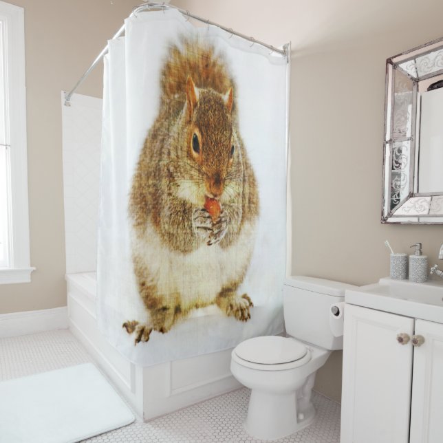 Cortina De Ducha La ardilla disfruta de un maíz (In situ)