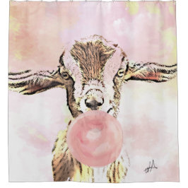 Cortina De Ducha La cabra aérea de los oídos sopla burbujas con el