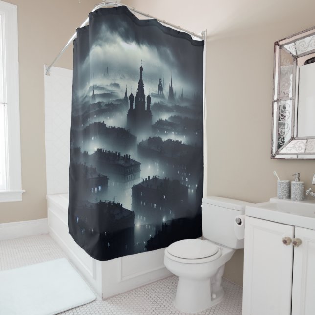 Cortina De Ducha La ciudad de la noche de la oscuridad (In situ)