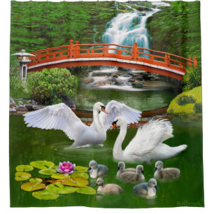 CORTINA DE DUCHA LA FAMILIA DE CISNES