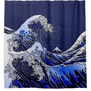 Cortina De Ducha La gran onda de Hokusai en estilo del cromo