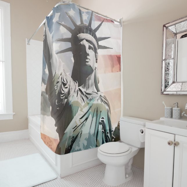 Cortina De Ducha La libertad y la bandera estadounidense (In situ)