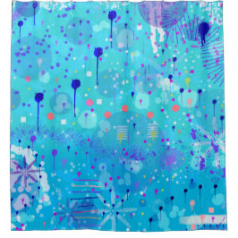 Cortina De Ducha La máquina de burbujas: arte abstracto azul