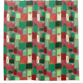 Cortina De Ducha La Navidad se presenta con cintas y arcos