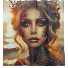 Cortina De Ducha "La radiación del amanecer: Tatuajes de sirena"