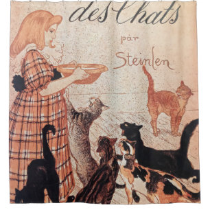 Cortina De Ducha Lactancia chica Gatos Poster Vintage Steinlen