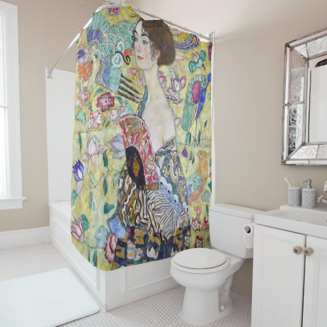 Cortina De Ducha Lady con un fanático, Gustav Klimt (In situ)