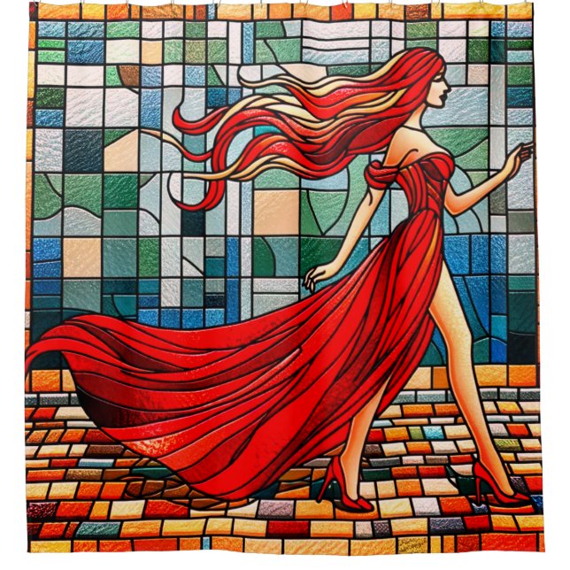 Cortina De Ducha Lady In Red (Anverso)