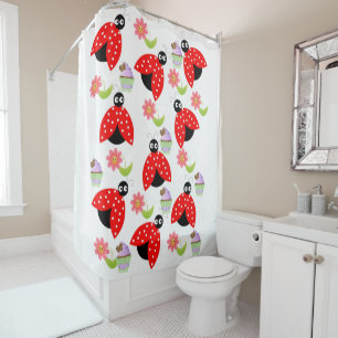 Cortina de ducha Ladybug Floral Cupcake