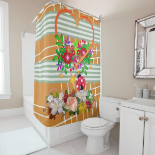 Cortina de ducha Ladybug Floral Stripe