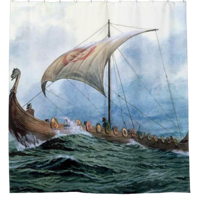 Cortina De Ducha lancha de vikingo (Anverso)
