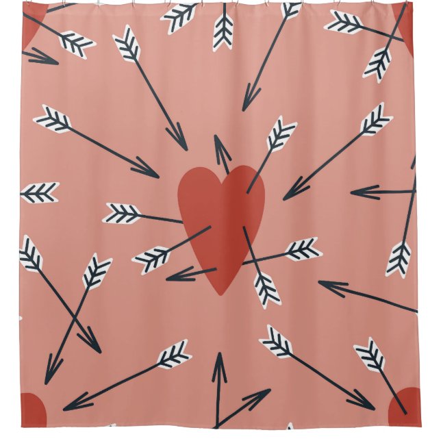 Cortina De Ducha Las flechas del corazón hechas a mano. (Anverso)