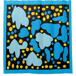 Cortina De Ducha Las nubes azules pálidas forman puntos amarillos y