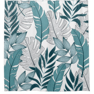 Cortina De Ducha Las Plantas Tropicales Dejan Papel De Techo Vintag
