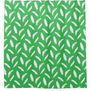 Cortina De Ducha Las plumas blancas en el verde jade