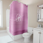 Cortina De Ducha Lavanda elegante 3 Monograma color con nombre<br><div class="desc">Este es un hermoso color de lavanda con un efecto metalizado cepillado y un Monograma personalizado único con su nombre. Creará un ambiente suave y acogedor y lo suficientemente amable como para poder hacer una variedad de efectos de coordinación. ¡Creará una bonita decoración en el cuarto de baño!</div>