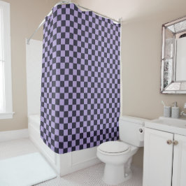 Cortina De Ducha Lavender haze checkerboard pattern