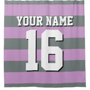 Cortina De Ducha Lavender Purple Charcoal Sports Stripe de Jersey