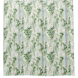 Cortina De Ducha Lavender White Delphinium Flowers Bridal Shower