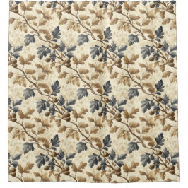 Cortina De Ducha Leaf de roble vintage | Elegante azul y oro