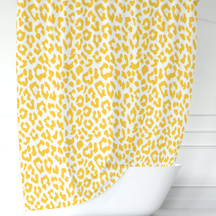Cortina De Ducha Leopardo Amarillo y Blanco