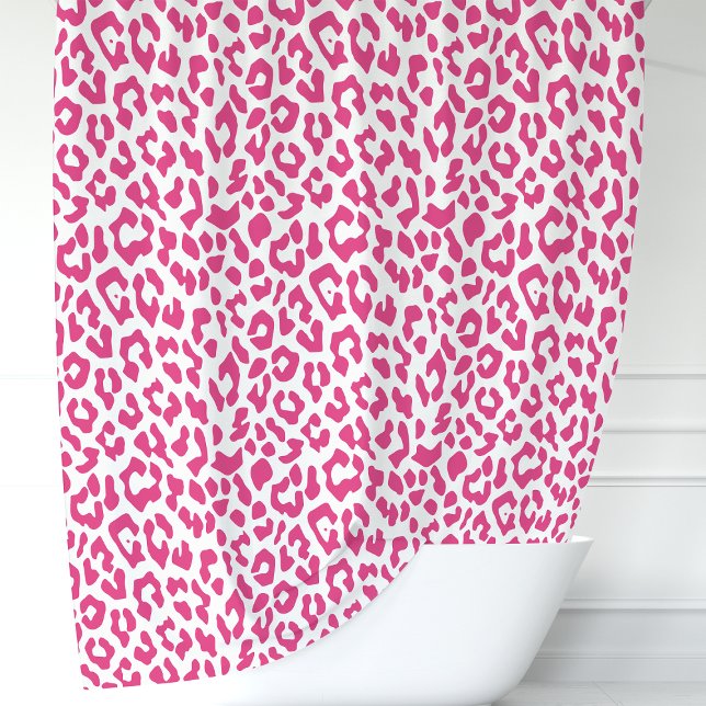Cortina De Ducha Leopardo blanco y rosado caliente (Subido por el creador)