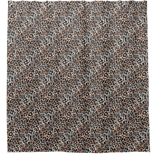 Cortina De Ducha leopardo, de moda, manchado, marrón, beige, piel, (Anverso)