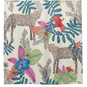 Cortina De Ducha Leopardo dibujado a mano