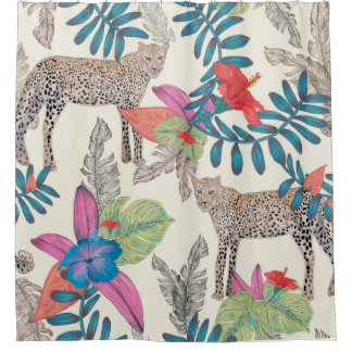 Cortina De Ducha Leopardo dibujado a mano 