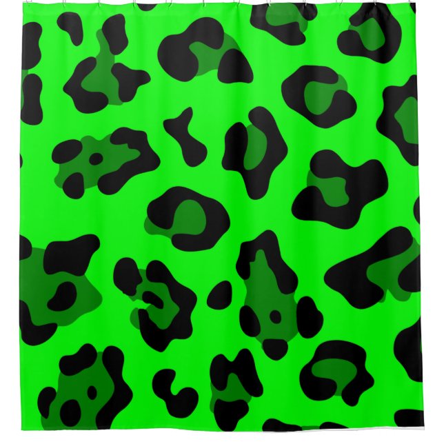 Cortina De Ducha leopardo verde ácido (Anverso)