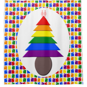 Cortina De Ducha Lesbianas arcoiris Árbol y regalo de Navidad