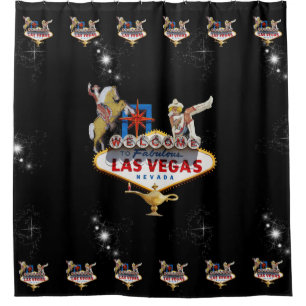 Cortina De Ducha Letrero de bienvenida a Las Vegas sobre fondo estr