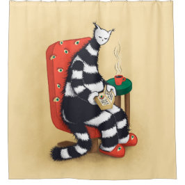 Cortina De Ducha Leyendo el amante del libro del gato