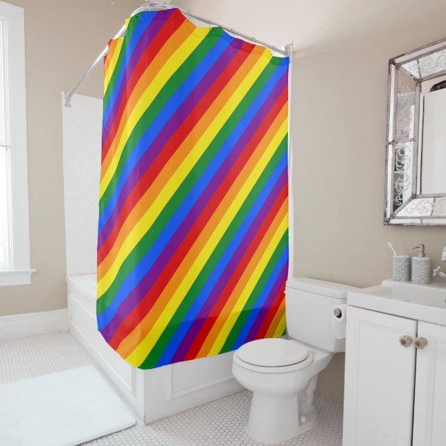 Cortina De Ducha LGBTQ+ Rainbow Flag Stripes for Pride Month -  (In situ)