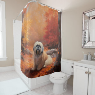 Cortina De Ducha Lhasa Apso en otoño se inspira en las hojas de oto