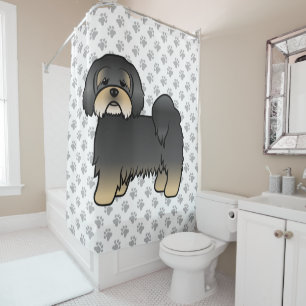 Cortina De Ducha Lhasa Apso negro y bronceado perro de dibujos anim