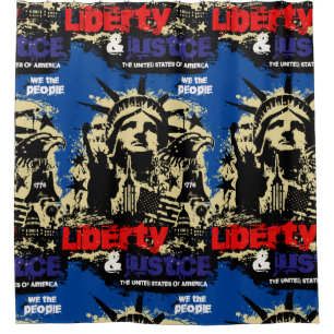 Cortina De Ducha Libertad y justicia. Estatua de la Libertad, Estad