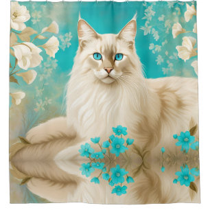 Cortina De Ducha Lilac Lynx Point Arte Retrato Siamés