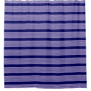 Cortina De Ducha Lilac púrpura y azul marino cinco rayas patrón