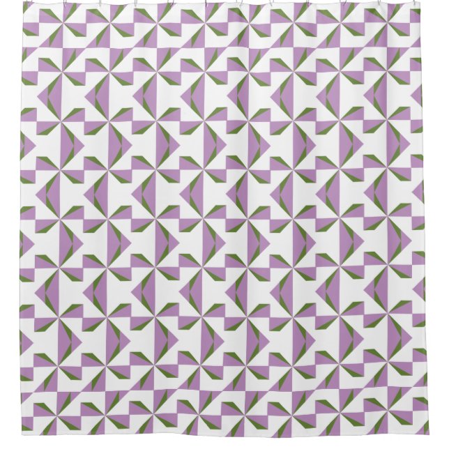 Cortina De Ducha Lilac y Olive PinWheel (Anverso)